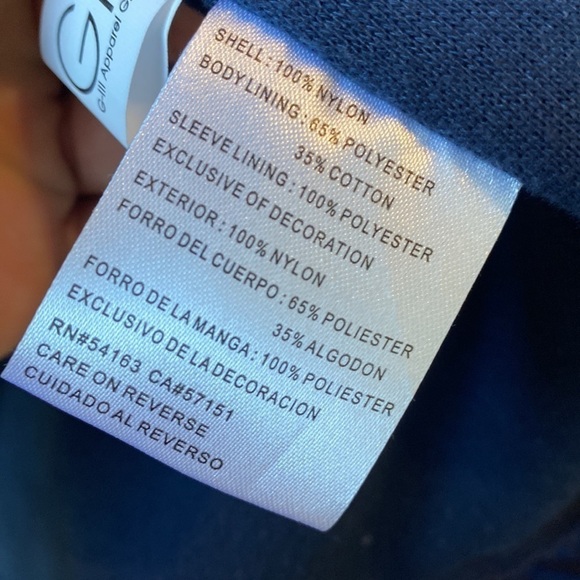 Starter jacket navy blue snap closure lined T patch on left side chest - Picture 5 of 7